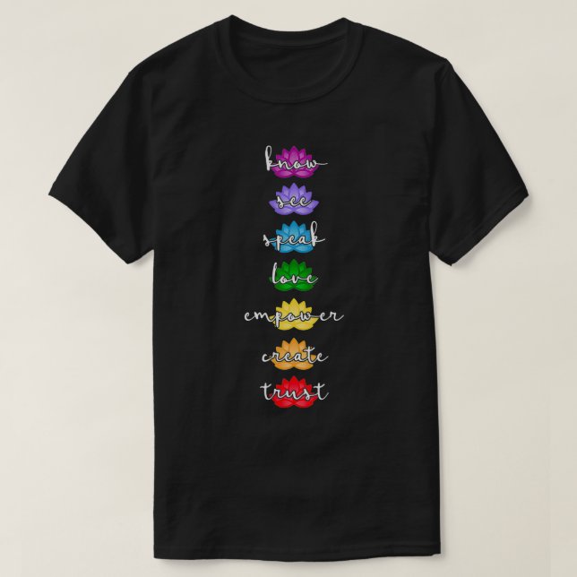 Camiseta Trendy Lotus Chakra Rainbow (Frente do Design)