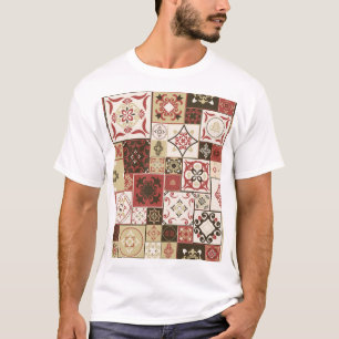 Camiseta Trendy Marsala - Padrão do Azulejo marroquino