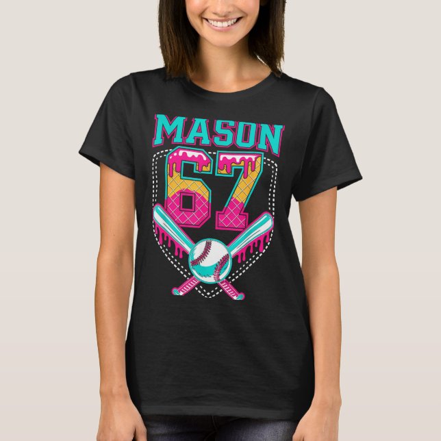 Camiseta Trendy Mason 67 Mem Ice Cream Drip Baseball Birthd (Frente)