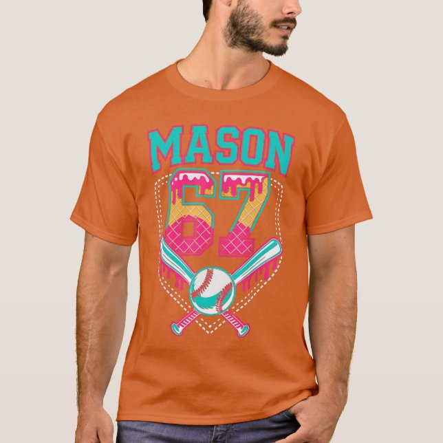 Camiseta Trendy Mason 67 Mem Ice Cream Drip Baseball Birthd (Frente)