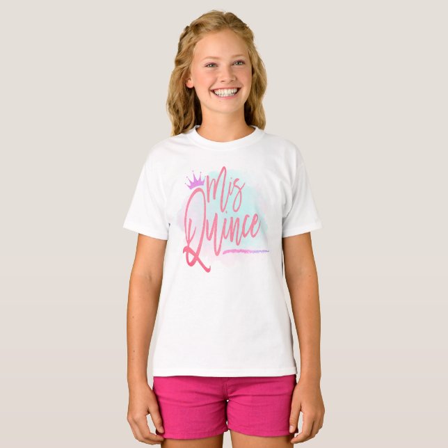 Camiseta Trendy Mis Quince Blush Script Quinceañera (Frente Completa)