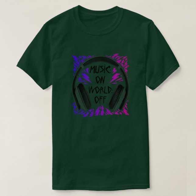Camiseta Trendy Music On World Off Retro Headphone Poster (Frente do Design)