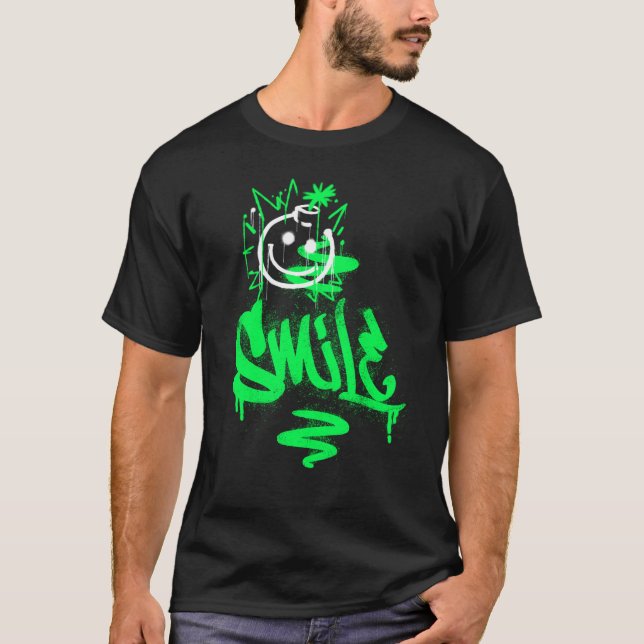Camiseta Trendy Neon Green Street Smile Emoji (Frente)