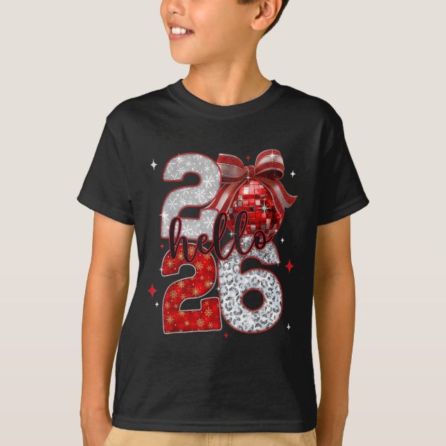 Camiseta Trendy New Year’s Eve Hello 2026 Happy New Year Fa (Frente)