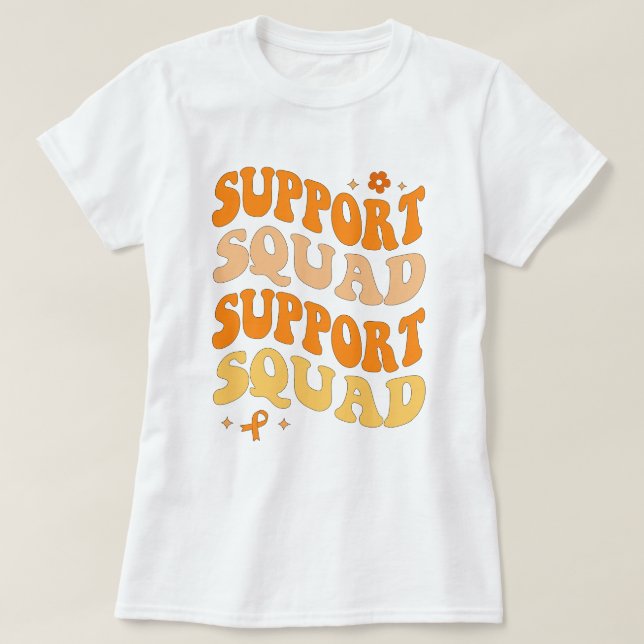 Camiseta Trendy Orange Ribbon Support Squad Leukemia (Frente do Design)