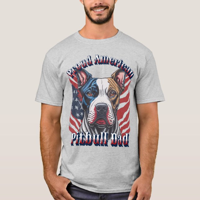 Camiseta Trendy Patriotic Proud American Pitbull Pai (Frente)