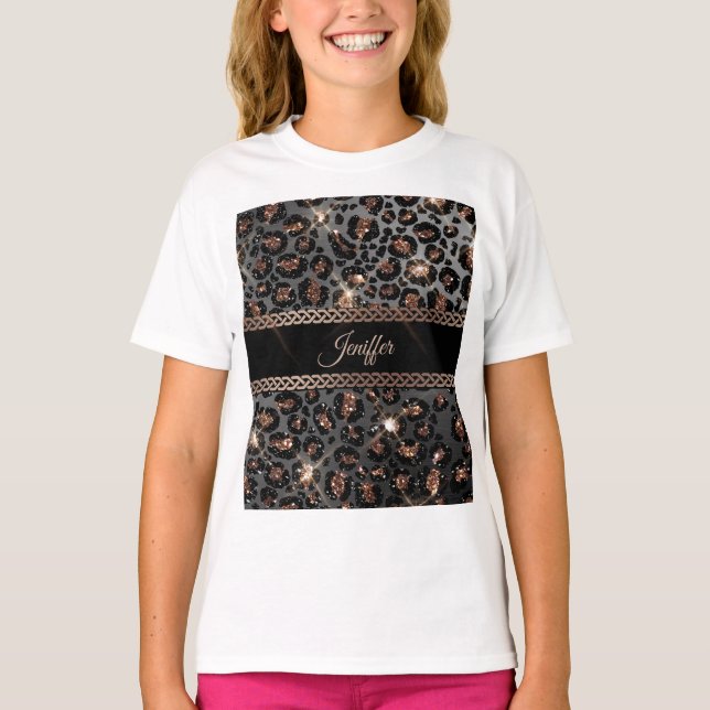 Camiseta Trendy Personalizado Leopard Dourado Luminter (Frente)