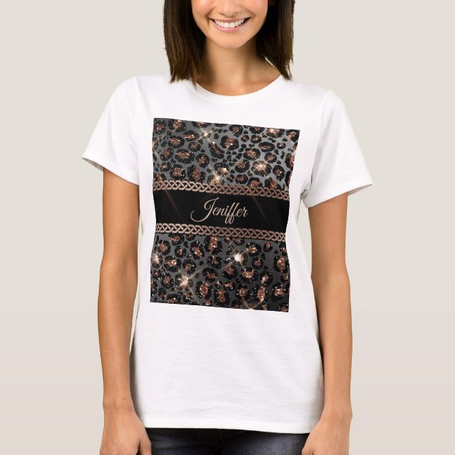 Camiseta Trendy Personalizado Leopard Dourado Luminter     (Frente)