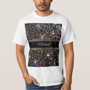 Camiseta Trendy Personalizado Leopard Dourado Luminter    