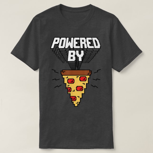 Camiseta Trendy Powered By Pizza Pixel Comida Humor 3355568 (Frente do Design)