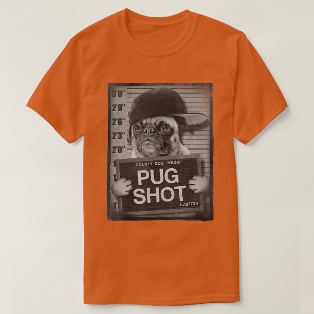 Camiseta Trendy Pug Shot County Pound Retrato  (Frente do Design)
