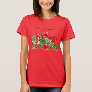 Camiseta Trendy Red Christmas gingerbreads