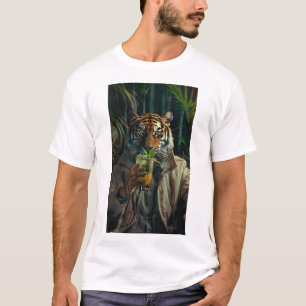 Camiseta Trendy Tiger - Bebendo Café T-Shirt