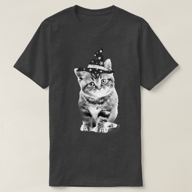 Camiseta Trendy Witch Kitten Halloween Animals T-Shirt (Frente do Design)