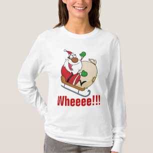 Camiseta Trenó da equitação de Papai Noel do preto do