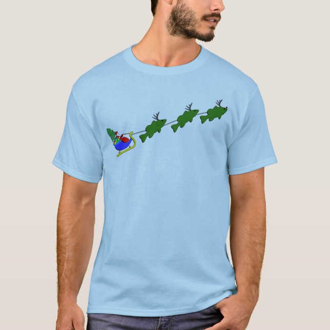Camiseta Trenó do Natal da pesca da perda - engraçado (Frente)