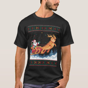 Camiseta Trenó Voador do Papai Noel com Dragão Festivo