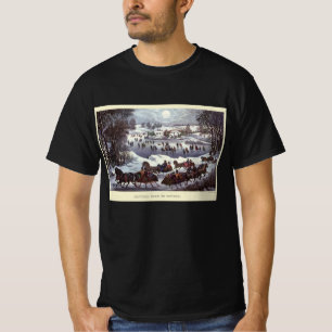 Camiseta Trenós de Natal Antigos, Parque Central no Inverno