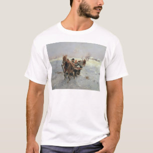 Camiseta Trenós em uma paisagem do inverno
