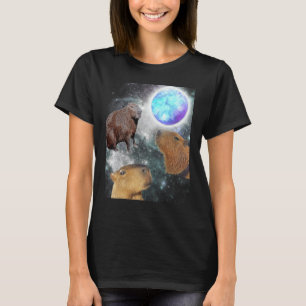 Camiseta Três 3 Luas Engraçadas Capybaras Space Rodent Anim
