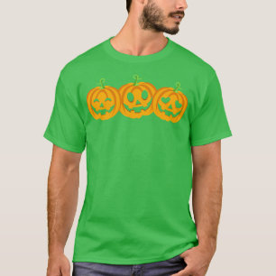 Camiseta Três abóboras de halloween nas faces de Lanterna