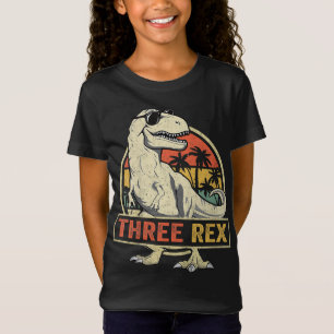 Camiseta Três aniversário de 3 anos Rex Terceiro Dinossauro
