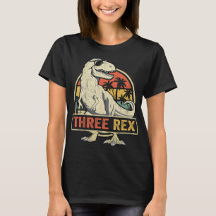 Camiseta Três aniversário de 3 anos Rex Terceiro Dinossauro