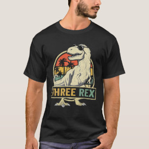 Camiseta Três aniversário de 3 anos Rex Terceiro Dinossauro
