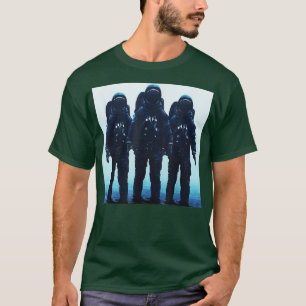 Camiseta Três astronautas no oceano