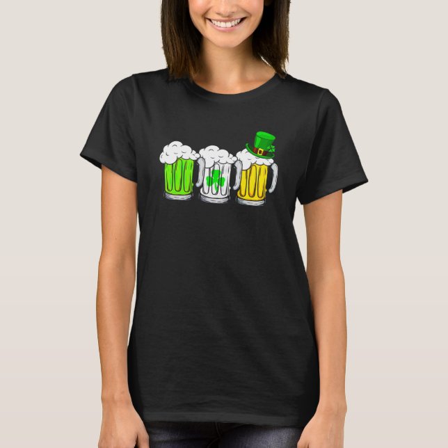 Camiseta Três Beers Mugs Irish Flag Men Wom (Frente)