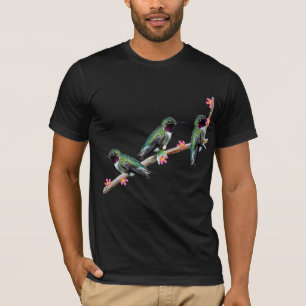 Camiseta Três beija-flores tocando num galho Flores Silas