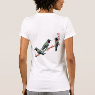 Camiseta Três beija-flores tocando num galho Flores Silas