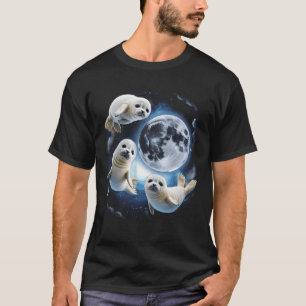 Camiseta Três Belas Festas De Bebê Lua 3 Focas Cama Estranh