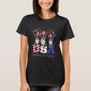 Camiseta Três Boston Terriers dos EUA usando chapéu da band