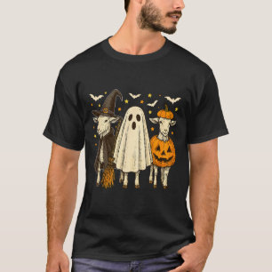 Camiseta Três Cabras de Halloween Fantasia Bruxa Boo Abóbor