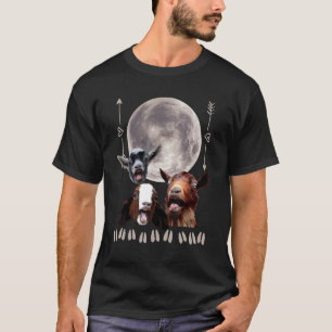 Camiseta Três Cabras Portas Lua Design 3 Bebês Caprinos Lua
