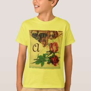 CAMISETA TRÊS CACHORRINHOS COM MONOGRAMA DOS ROSAS