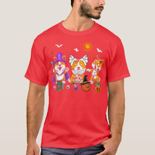 Camiseta Três Cachorros Corgi Bruxa Assustadora Mummy Hallo