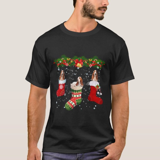 Camiseta Três Cachorros De Caça No Natal De Sock (Frente)