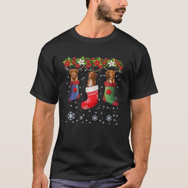 Camiseta Três Cachorros De Toller No Natal Santa Hat Xmas (Frente)