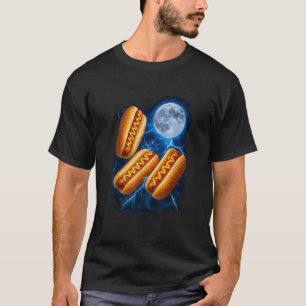 Camiseta Três Cachorros-Quentes Glizzy Lua Uivando Meme Eng