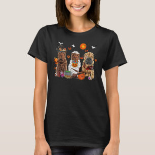 Camiseta Três Cachorros Shar Pei Bruxa Assustadora Mummy Ha