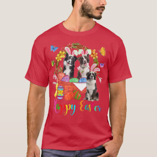 Camiseta Três Cães Coelhinhos Na Borda De Ovos De Páscoa