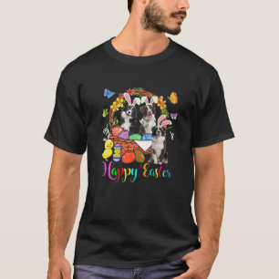 Camiseta Três Cães Coelhinhos Na Borda De Ovos De Páscoa