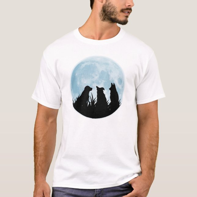 Camiseta Três cães no nighttime (Frente)