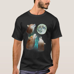 Camiseta Três Cães Shiba Inu Howl Na Lua 3 Lobos M