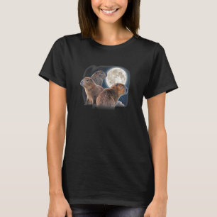 Camiseta Três Capivaras e Lua Paródia de Humor de Capivara