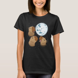 Camiseta Três Capivaras Lua 3 Capivara Uivando no Moo