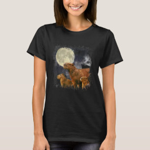 Camiseta Três Capybara Moon Capybara Meme Mystical Capybar