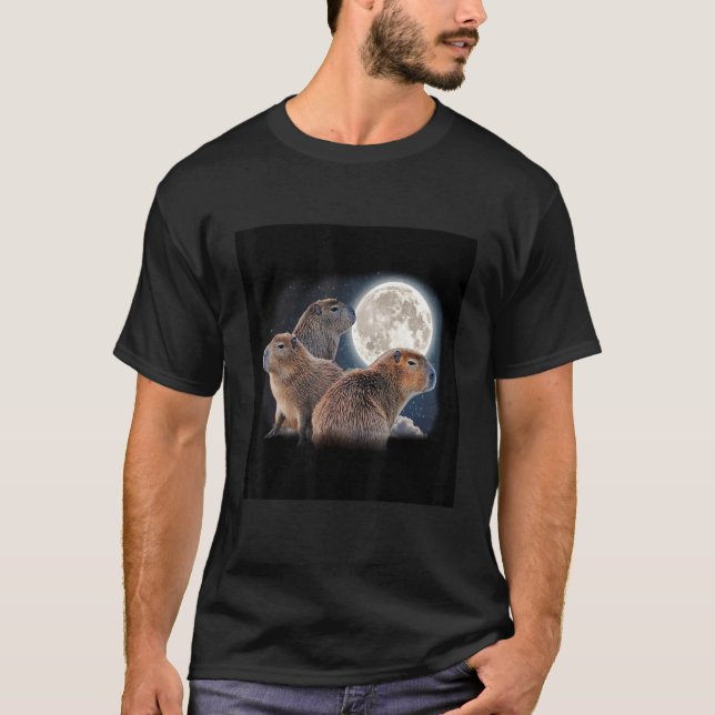 Camiseta Três Capybaras E Lua Capybara Humor Parody Fl (Frente)